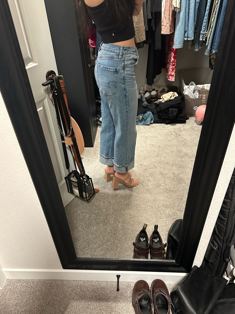 AE Light Blue High-Rise Straight Jeans